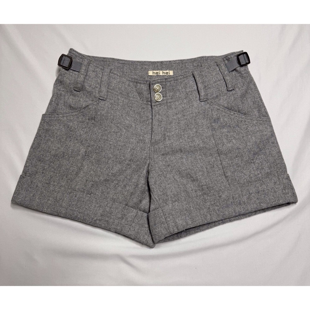 Hei Hei Anthropologie High Waist Gray Wool Blend Shorts Cuffs Size 4